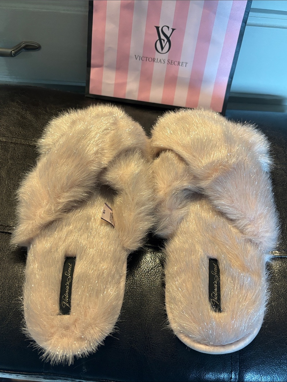 Victoria's Secret Faux Fur Slide Slippers - Blush Pink